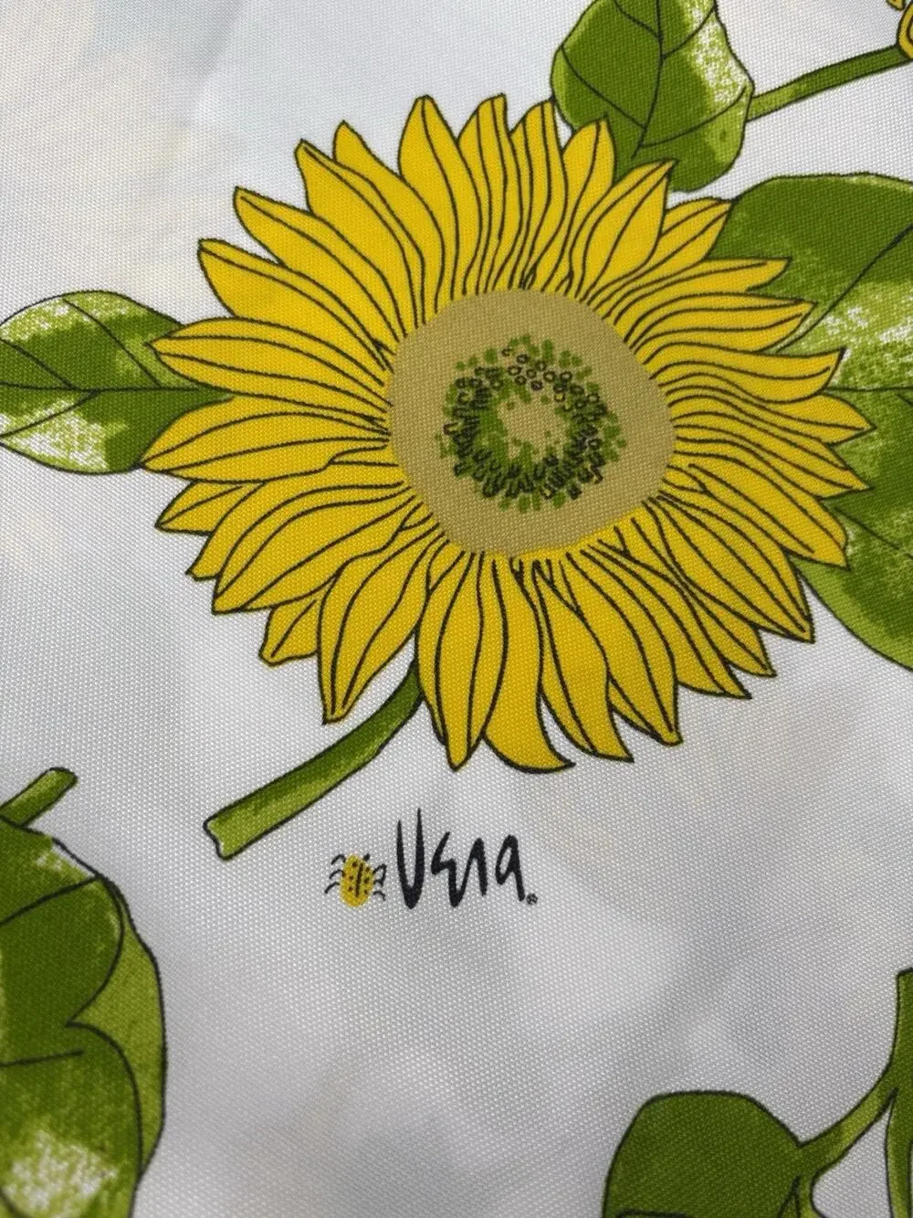 Vera Neumann Zippered Umbrella Fabric Patio Tablecloth VTG Sunflower 60X80